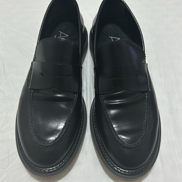 $400 AGL Sirena Penny Loafer SHOES SLIP ON LEATHER BLACK MOC TOE size 38.5 - Picture 4 of 5